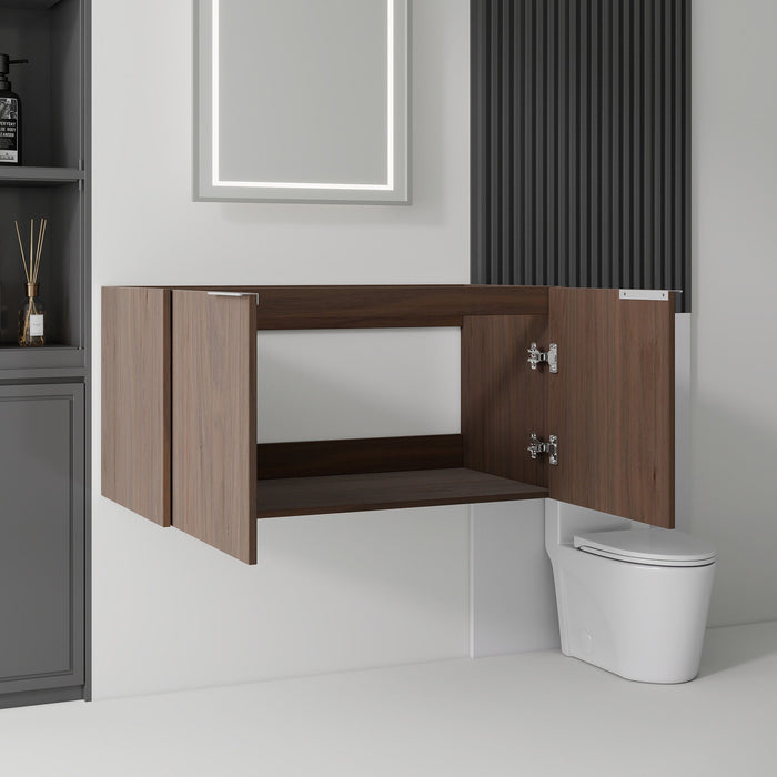 Floating Bathroom Vanity Cabinet With Soft Close Double Doors, Spacious Interior Storage, Wall Mounted, Cabinet Only Home Essentials