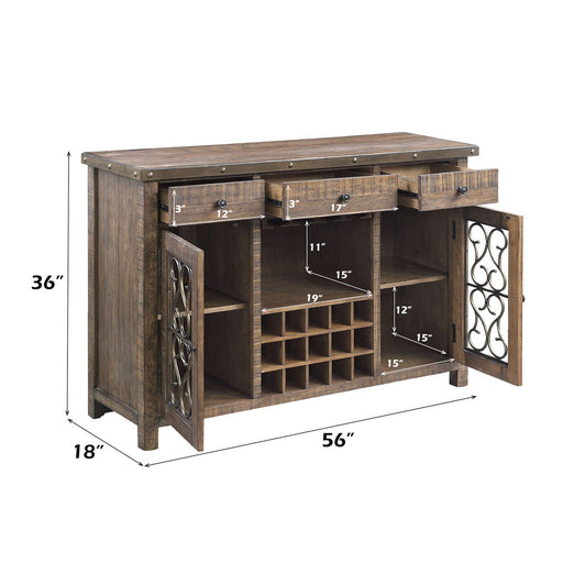 Raphaela - Server With Cup Holder & Wine Rack - Weathered Cherry ACME