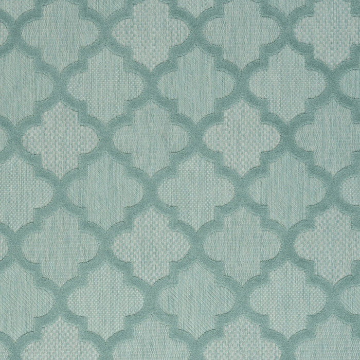 5' X 7' Ikat Indoor / Outdoor Area Rug - Aqua / Teal