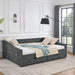 Upholstered Tufted Daybed With Drawers, Waved Arms Home Essentials