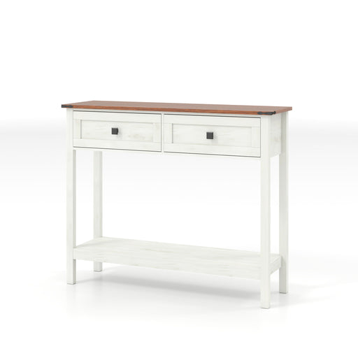 Farmhouse Style Console Table With 2 Drawers And Bottom Storage Shelf Home Essentials