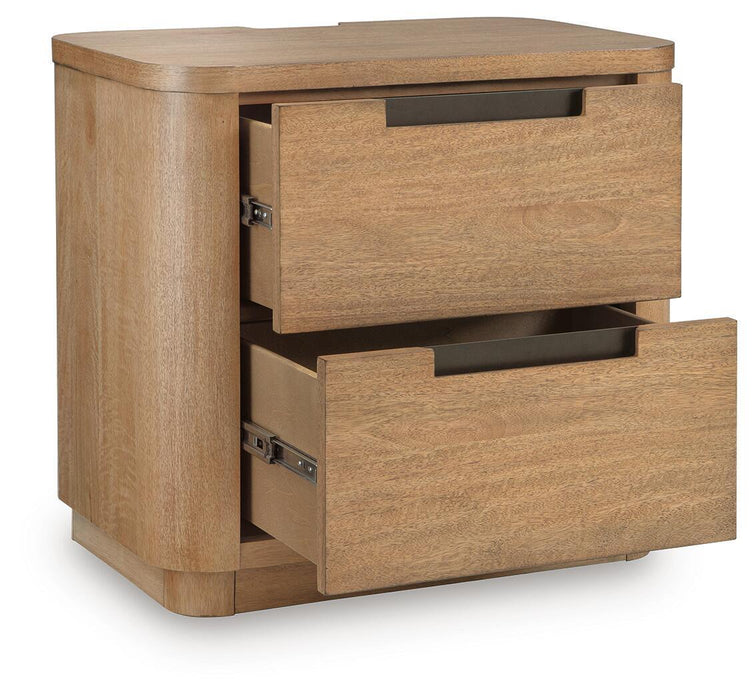 Pamaria - Two Drawer Night Stand - Light Brown Signature Design by Ashley®