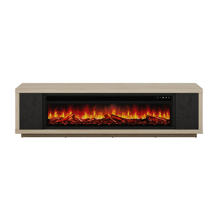 Fireplace TV Stand - Beige / Black Home Essentials