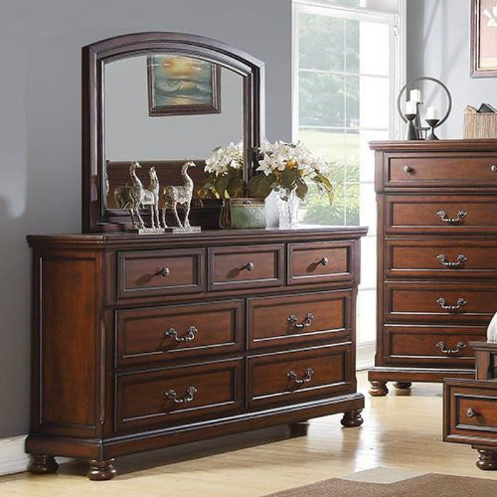 Dresser With 3 Small & 4 Large Drawers, Round Knobs, Bedroom Furniture - Cherry Home Essentials