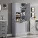 Modern Tall Storage Cabinet With Adjustable Shelves, Flip-Out Basket & Enclosed Doors Hearth and Haven