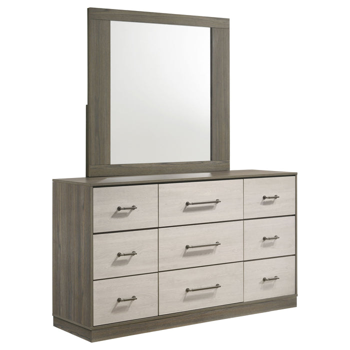 Edmondson - 9 Drawer Dresser With Mirror - Natural / Gray Furniture Max
