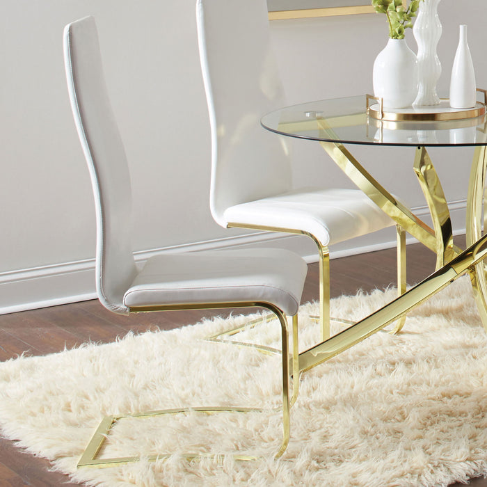 Whittingham - Dining Side Chair (Set of 4) - White / Gold Furniture Max