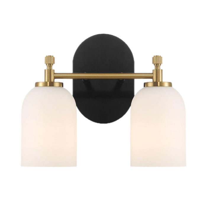 Vortex - 2 Lights Vanity In Traditional Style For Over Bathroom Mirror Wall Sconce - Black / Gold / White