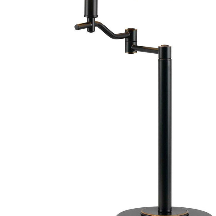 Metal Swing Arm Table Lamp With Off-White Empire Shade - Bronze