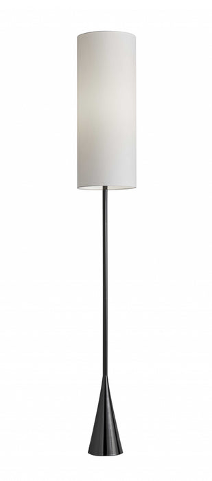 Dramatic Floor Lamp Bell Shaped Base In Nickel Finish Metal - Black