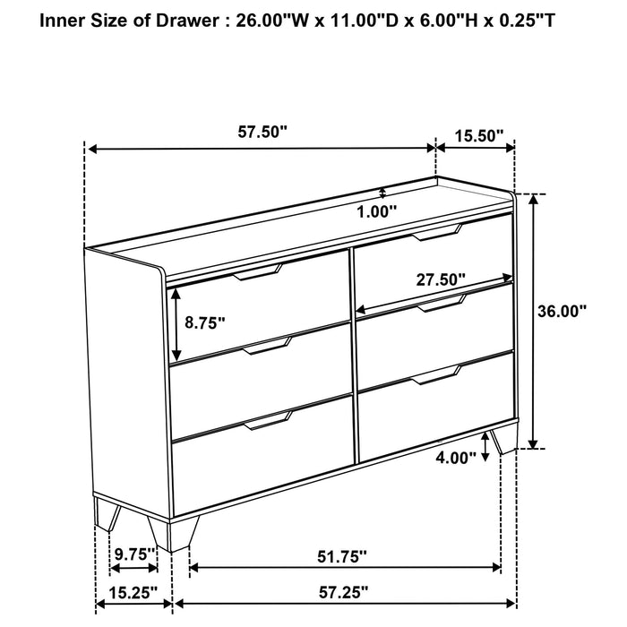 Packard - 6 Drawer Dresser - Oak Furniture Max