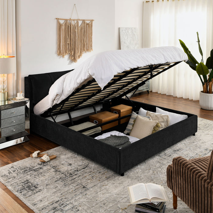 Storage Upholstered Hydraulic Platform Bed With Integrated Headboard Home Essentials
