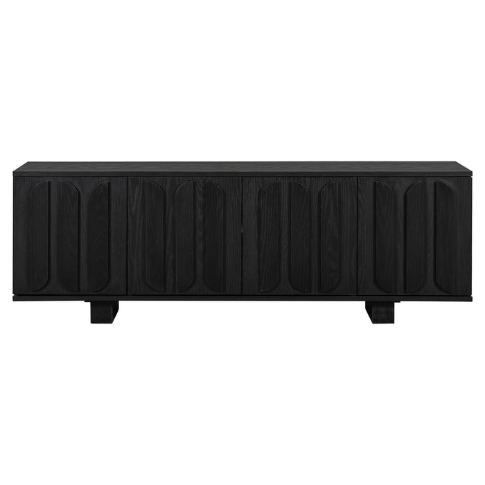 Farmhouse TV Stand, Storage Media Console With Adjustable Shelves & 3 Cable Holes Hearth and Haven