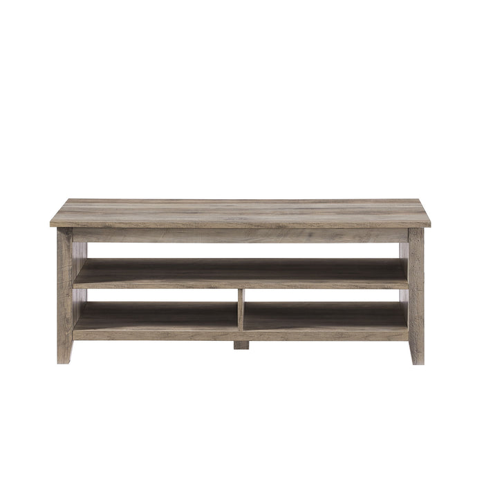 Coastal Grooved Panel Coffee Table With Lower Shelf