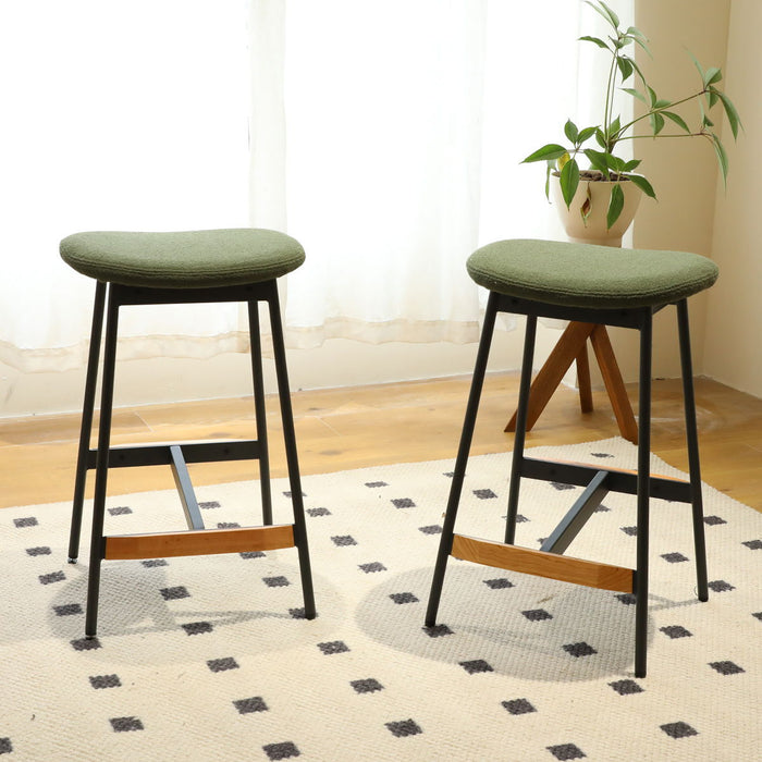 Modern (Set of 2) Bar Stools Comfortable & Stylish Counter Height And Bar Height Bar Stools, Soft Fabric Upholstered, Backless For Kitchen, Dining Room Bar Chairs