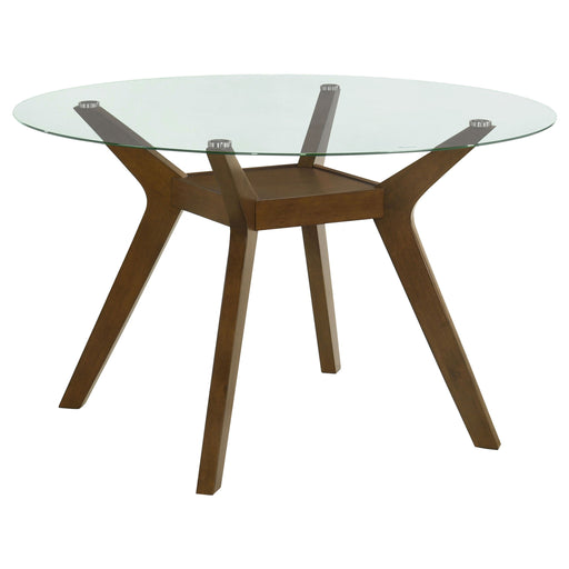 Flynn - Round Glass Top Dining Table - Brown Furniture Max