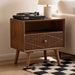 Nightstand With Carved Geometric Drawer Front, 1 Drawer And Open Shelf, Bedside Table For Bedroom - Walnut Home Essentials