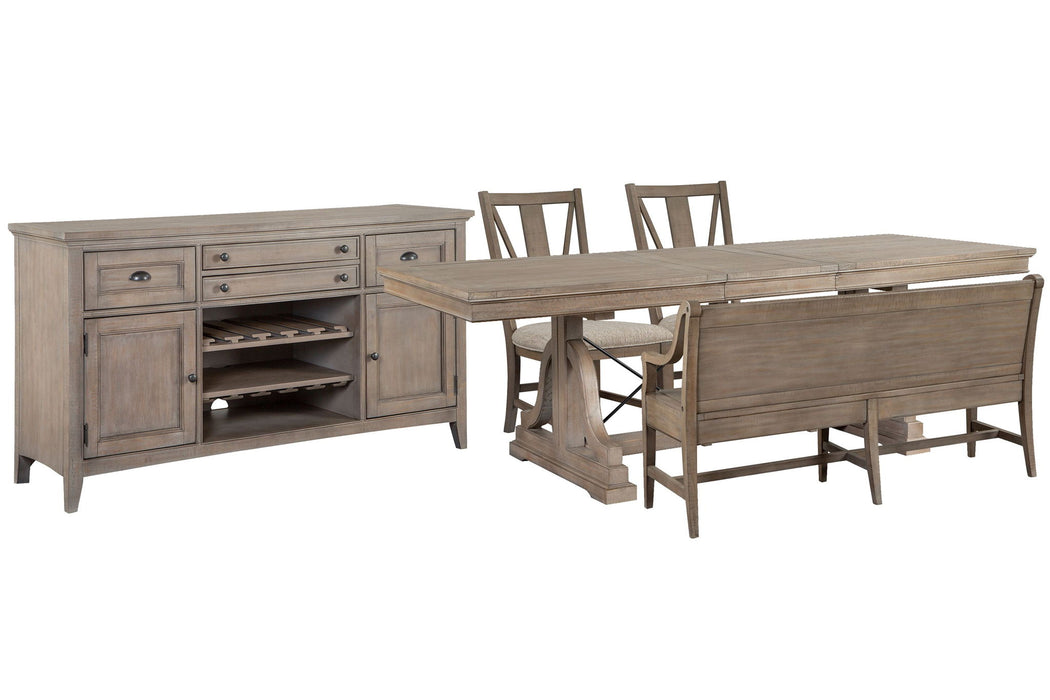 Paxton Place - Extendable Trestle Dining Table Set Magnussen Furniture