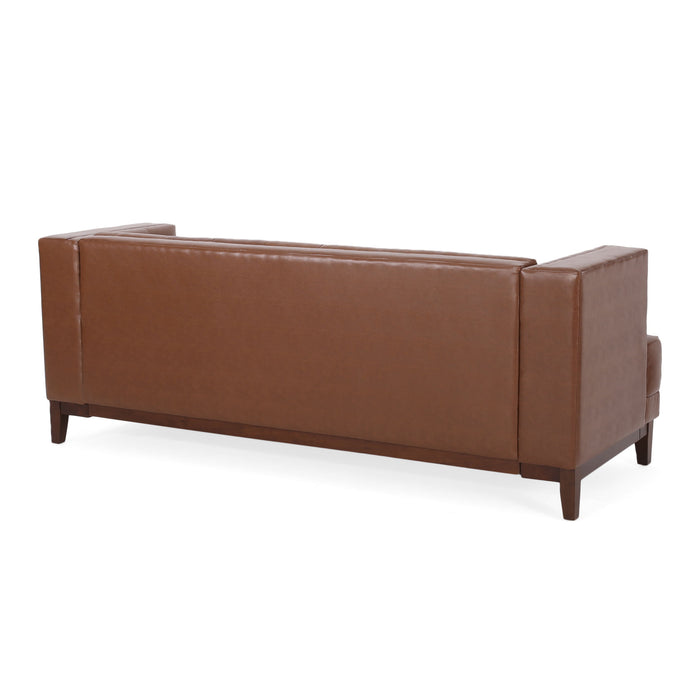 3 Seater Sofa - Dark Brown Faux Leather / PU