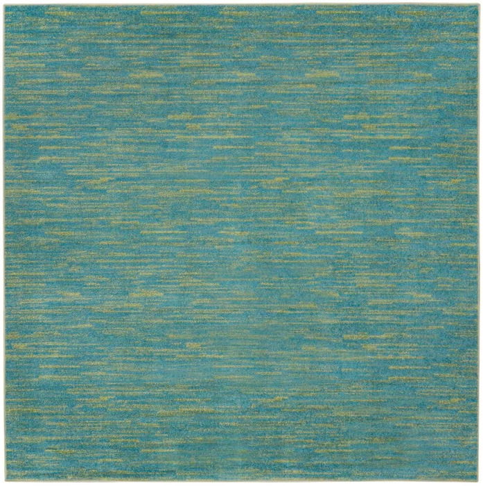 5' X 5' Square Striped Non Skid Indoor / Outdoor Area Rug - Blue / Green