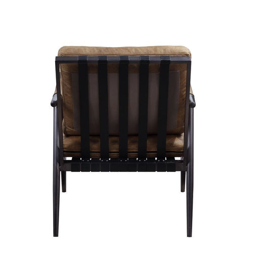 Anzan - Accent Chair - Berham Chestnut Top Grain Leather & Matt Iron ACME