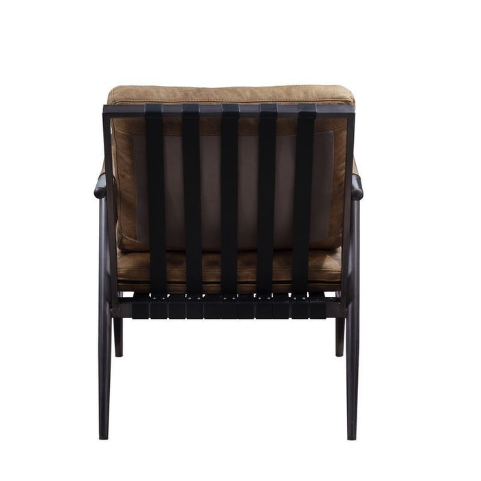 Anzan - Accent Chair - Berham Chestnut Top Grain Leather & Matt Iron ACME