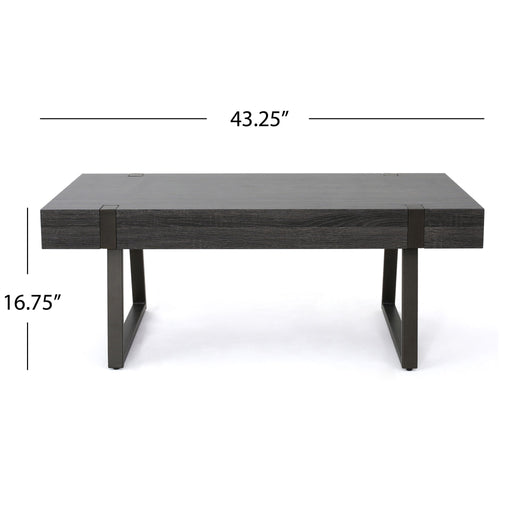 Abitha - Coffee Table With Industrial Powder Coated Metal Legs Noble House