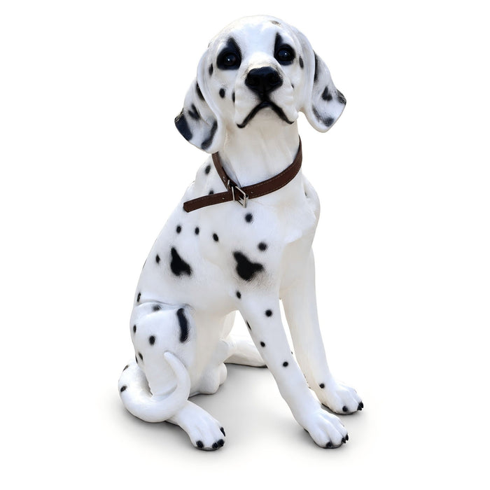 Large Dalmatian Dog Statue, Sitting Spotted Pet Sculpture For Entryway Patio - Black White Daily Nest