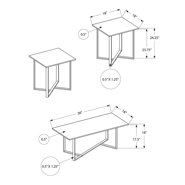 Contemporary 3 Piece Table Set 8th Street