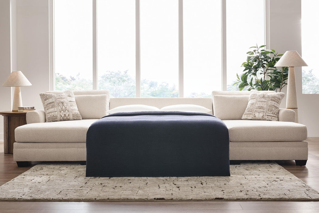 Mandi Point - 3-Piece Double Chaise Sleeper Sectional - Marble Benchcraft®