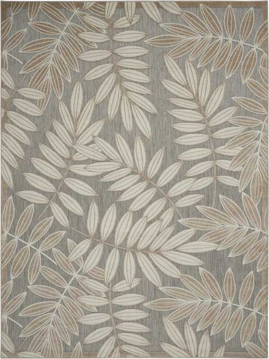 4' X 6' Floral Stain Resistant Indoor / Outdoor Area Rug - Gray / Ivory