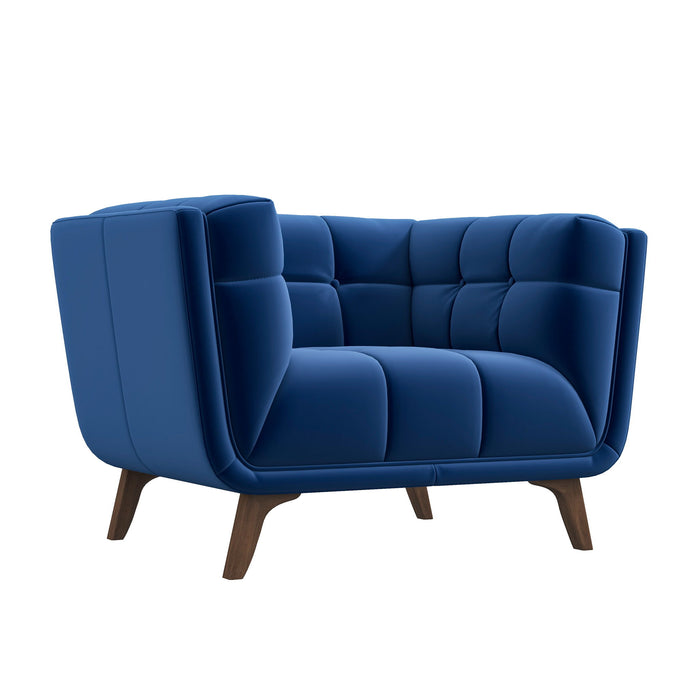 Addison Mid Century Modern Lounge Chair - Blue / Velvet