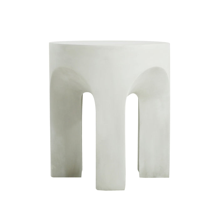 Outdoor Round Top Side Table / End Table, Living Room Accent Table - Antique White Noble House