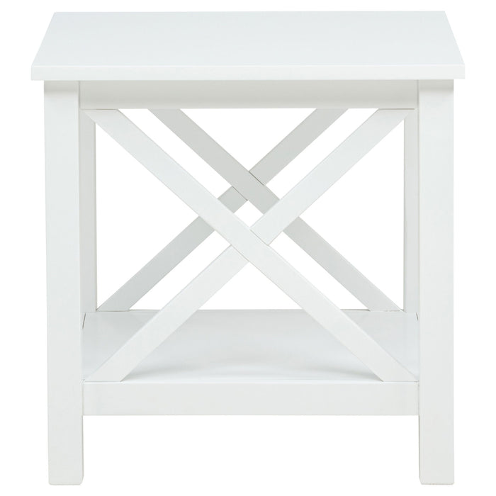 Slater - End Table With X Frame Trim - White Furniture Max