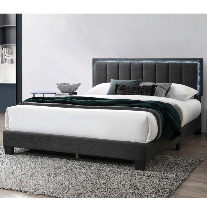 Bed With Channel Tufting And Built In LED Headboard Home Essentials