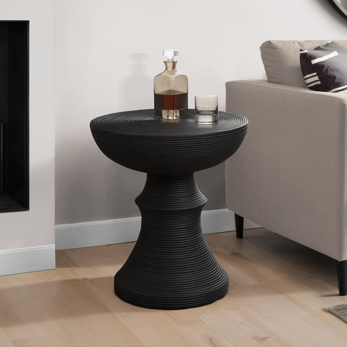 Round Accent Table, Indoor Outdoor - Black 8th Street
