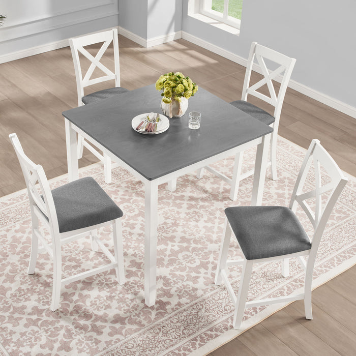 5 Piece Counter Height Dining Table Set With 4 Chairs Home Essentials