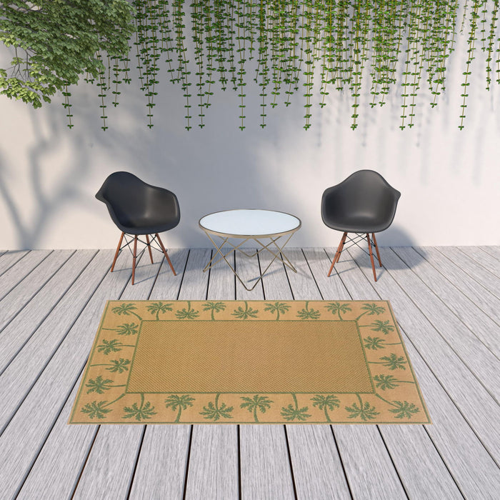 6' X 9' Stain Resistant Indoor & Outdoor Area Rug - Beige