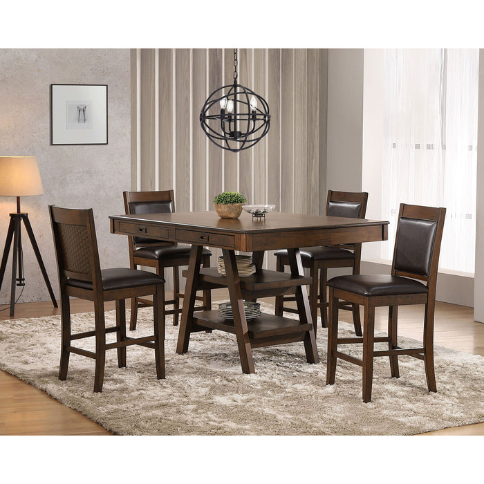 Ferrara - 5 Piece Counter Height Dining Set With Chairs - Walnut Furniture Max