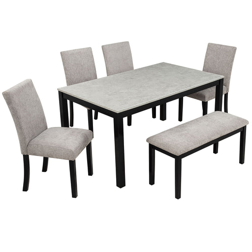 6 Piece Dining Table Set With Bench And Chairs Home Essentials