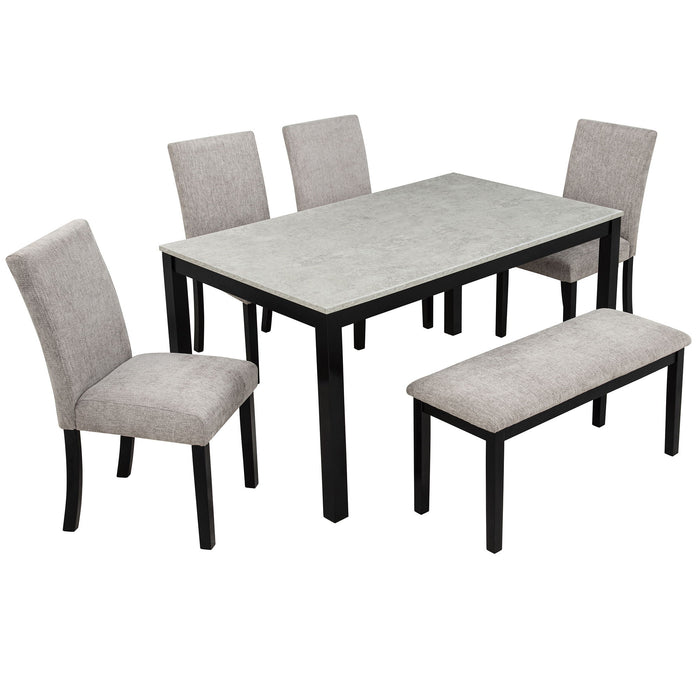 6 Piece Dining Table Set With Bench And Chairs Home Essentials