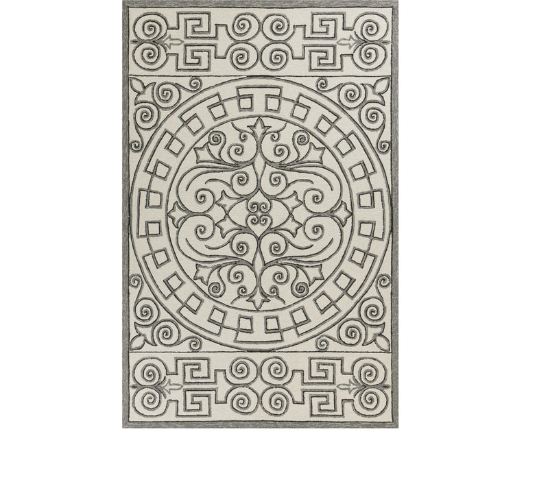 3' X 5' Moroccan Handmade Indoor / Outdoor Area Rug - Gray / Ivory