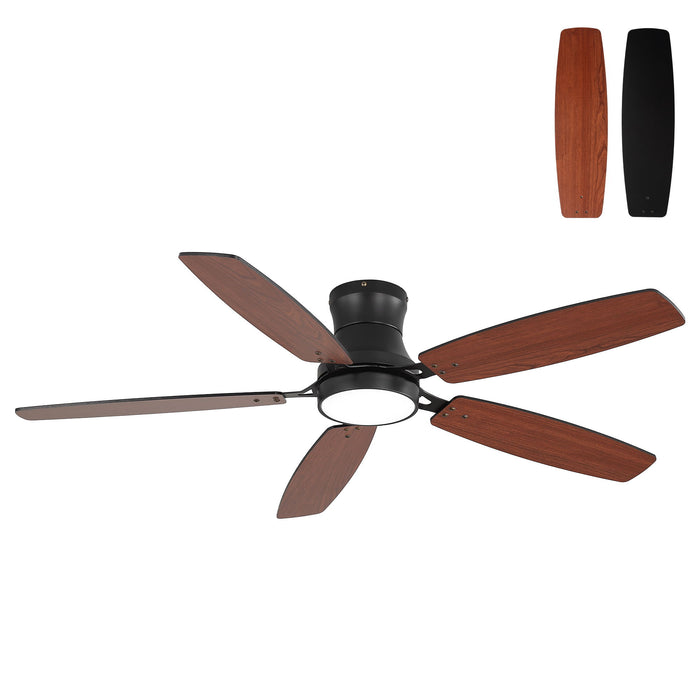 52" Flush Mount Ceiling Fan With Light, DC Motor, Remote Control, Dual Color Daily Nest