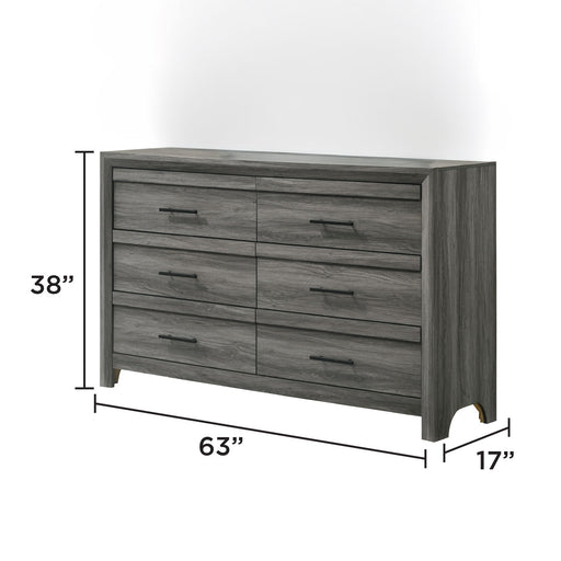Denver - 6 Drawer Dresser - Gray Matrix Furniture Group