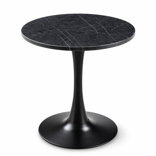 Round Dining Table With Faux Marble Top And Metal Pedestal +, 23.6" Diameter For Kitchen, Living Room, Small Spaces Home Essentials