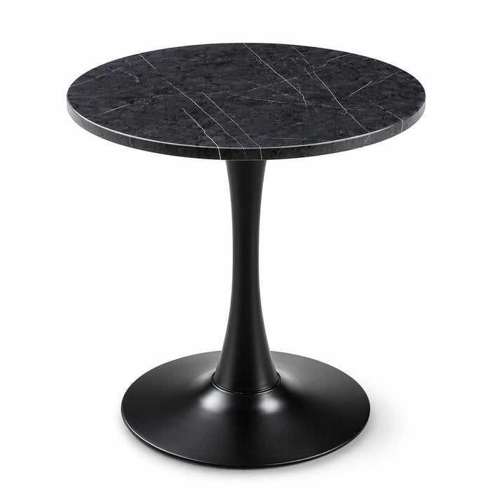 Round Dining Table With Faux Marble Top And Metal Pedestal +, 23.6" Diameter For Kitchen, Living Room, Small Spaces Home Essentials