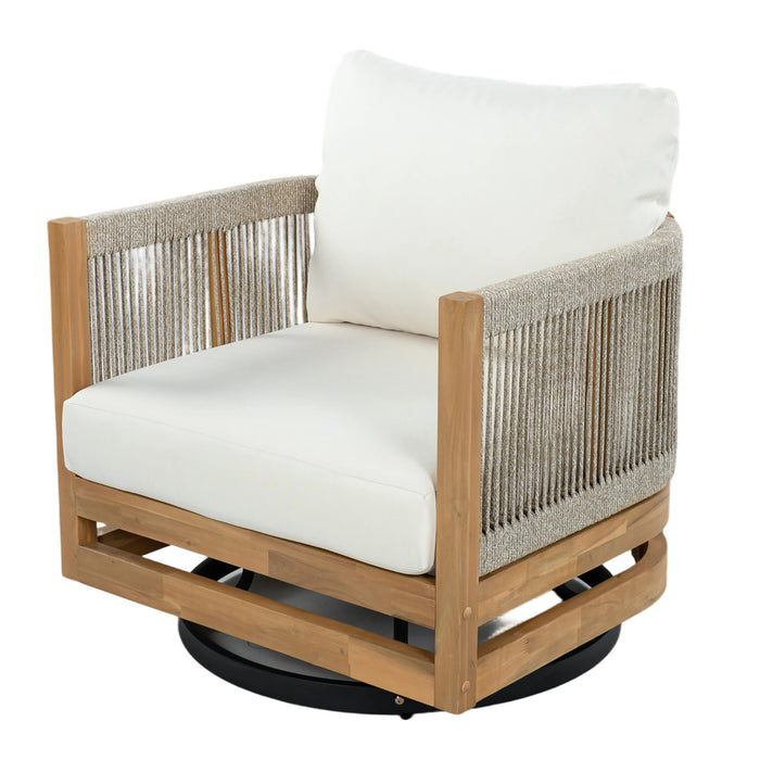 Outdoor Swivel Base Chair & Cushions Noble House
