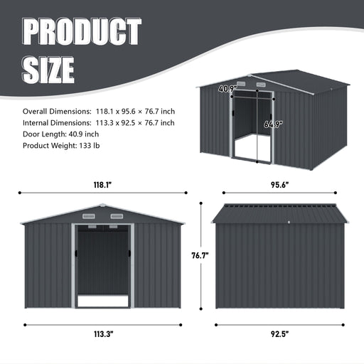 Outdoor Storage Shed Large Metal Tool Sheds, Heavy Duty Storage House With Sliding Doors Daily Nest