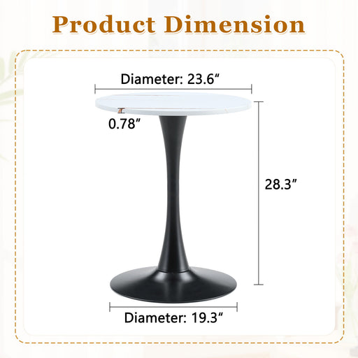 Round Dining Table With Thickened Engineered Wood Top And Metal Pedestal, 23.6" Diameter For Kitchen, Living Room, Small Spaces Home Essentials