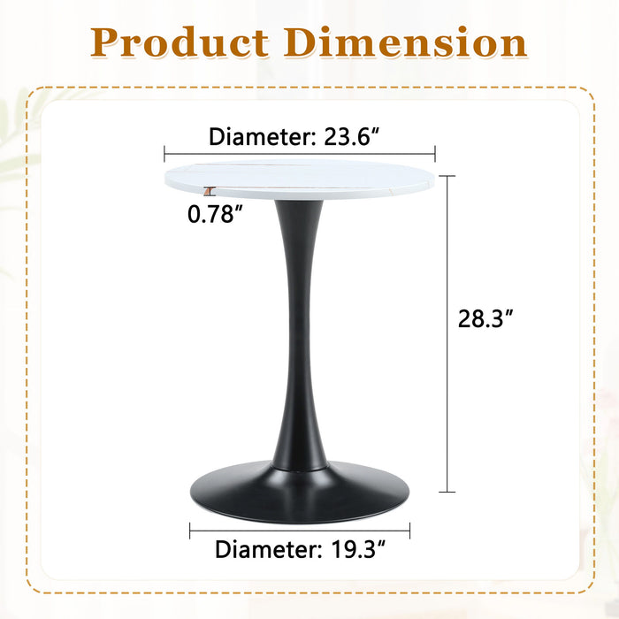 Round Dining Table With Thickened Engineered Wood Top And Metal Pedestal, 23.6" Diameter For Kitchen, Living Room, Small Spaces Home Essentials